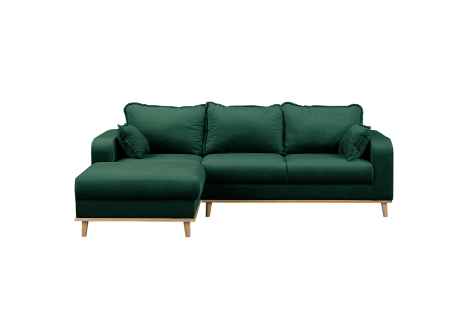 Wygodny narożnik L-kształtny Sofi butelkowa zieleń – styl skandynawski 2