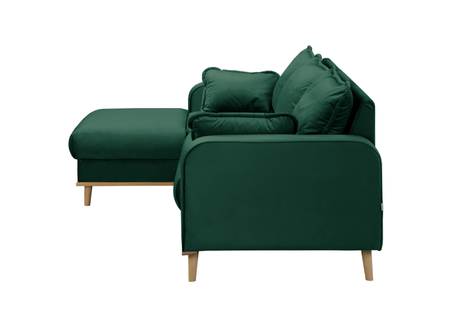 Wygodny narożnik L-kształtny Sofi butelkowa zieleń – styl skandynawski 5