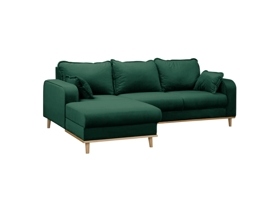 Wygodny narożnik L-kształtny Sofi butelkowa zieleń – styl skandynawski 10