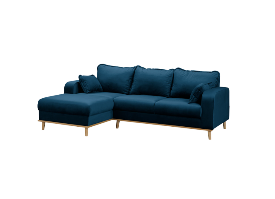 Narożnik nowoczesny Sofi granatowy – wygodne siedzisko na wysokich nóżkach - Riviera 81