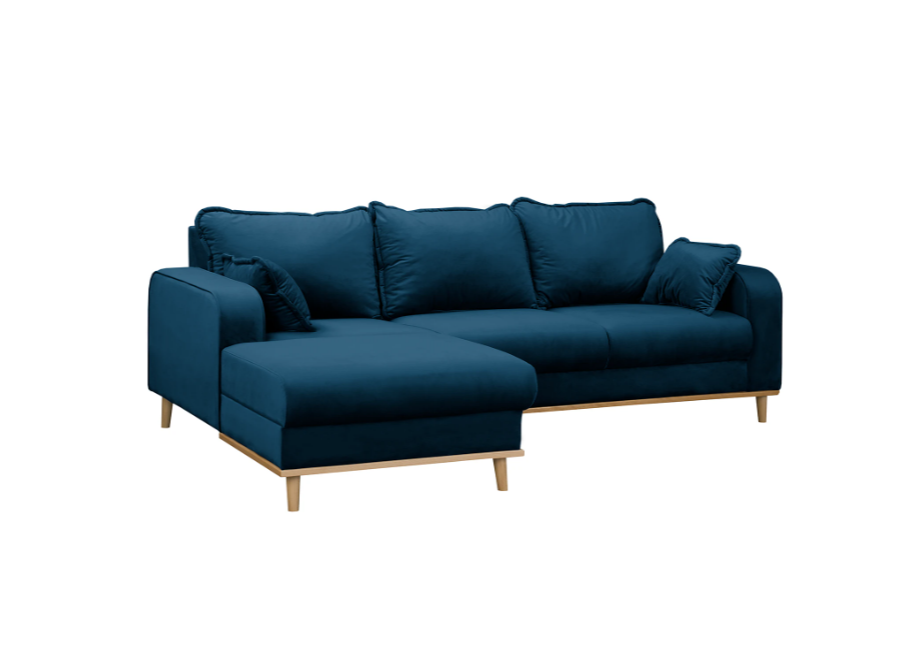 Narożnik nowoczesny Sofi granatowy – wygodne siedzisko na wysokich nóżkach - Riviera 81