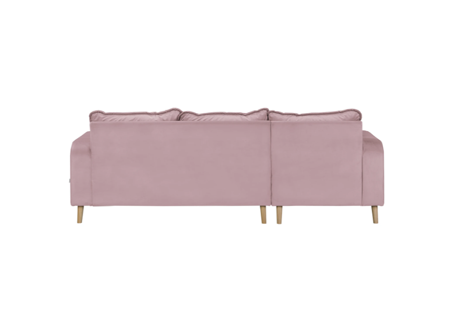 Narożnik czteroosobowy Sofi pudrowy róż na drewnianych nóżkach - Riviera 62