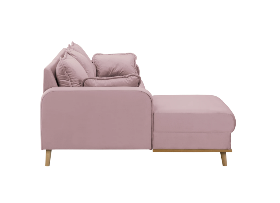 Narożnik czteroosobowy Sofi pudrowy róż na drewnianych nóżkach - Riviera 62