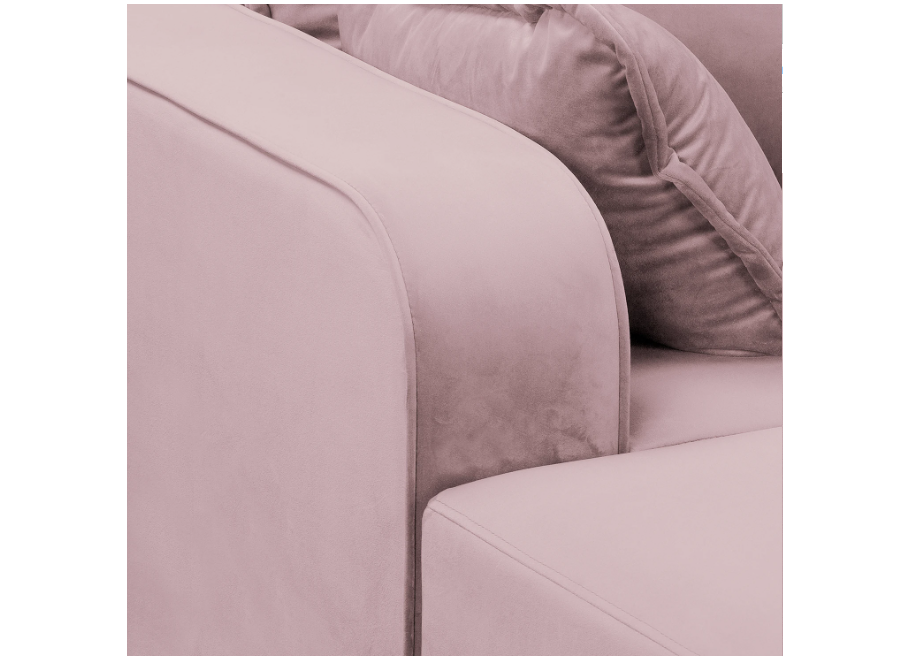 Narożnik czteroosobowy Sofi pudrowy róż na drewnianych nóżkach - Riviera 62