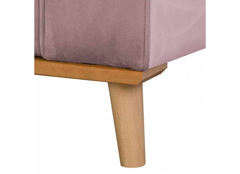 Narożnik czteroosobowy Sofi pudrowy róż na drewnianych nóżkach - Riviera 62