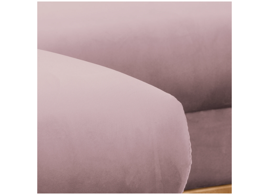 Narożnik czteroosobowy Sofi pudrowy róż na drewnianych nóżkach - Riviera 62