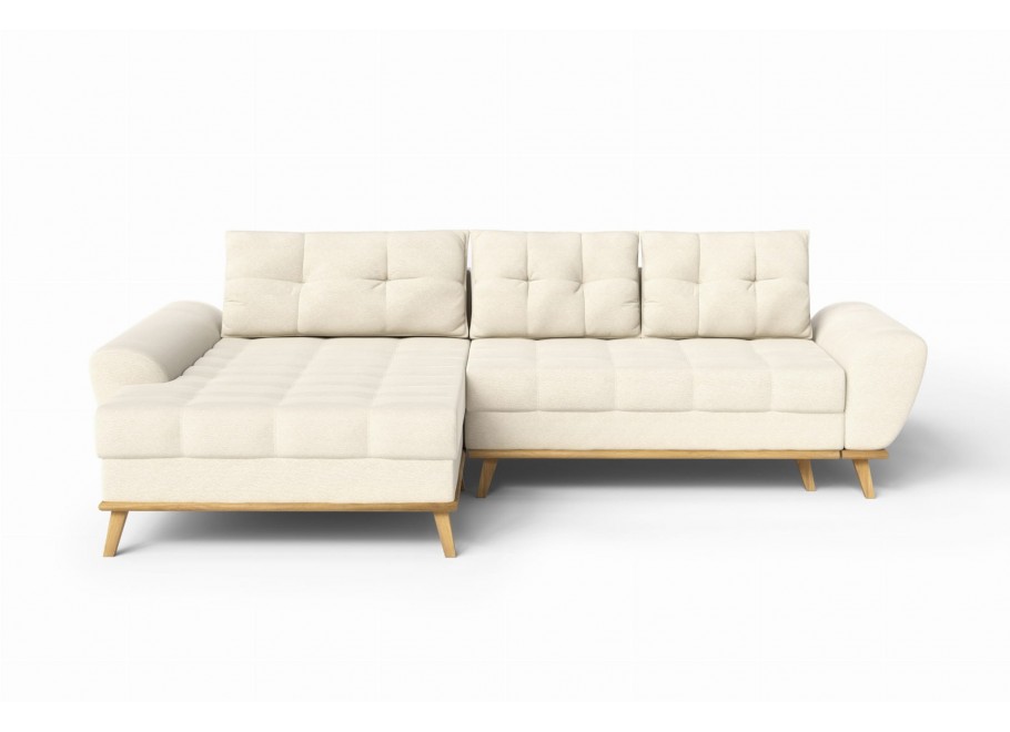 Narożnik z funkcją spania nowoczesny beżowy GAMBO – styl skandynawski - Enjoy New 01