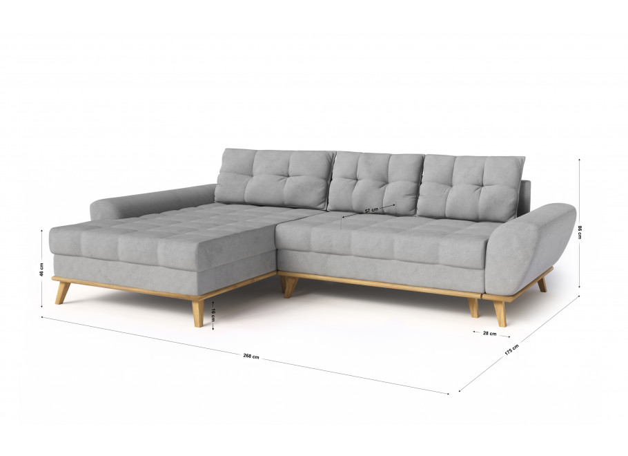 Komfortowy narożnik czteroosobowy z funkcją spania szary GAMBO 9