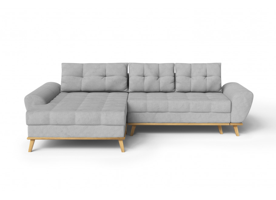 Komfortowy narożnik czteroosobowy z funkcją spania szary GAMBO - Enjoy New 21