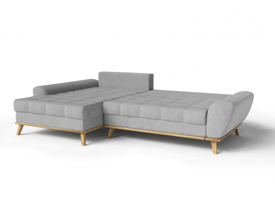 Komfortowy narożnik czteroosobowy z funkcją spania szary GAMBO - Enjoy New 21