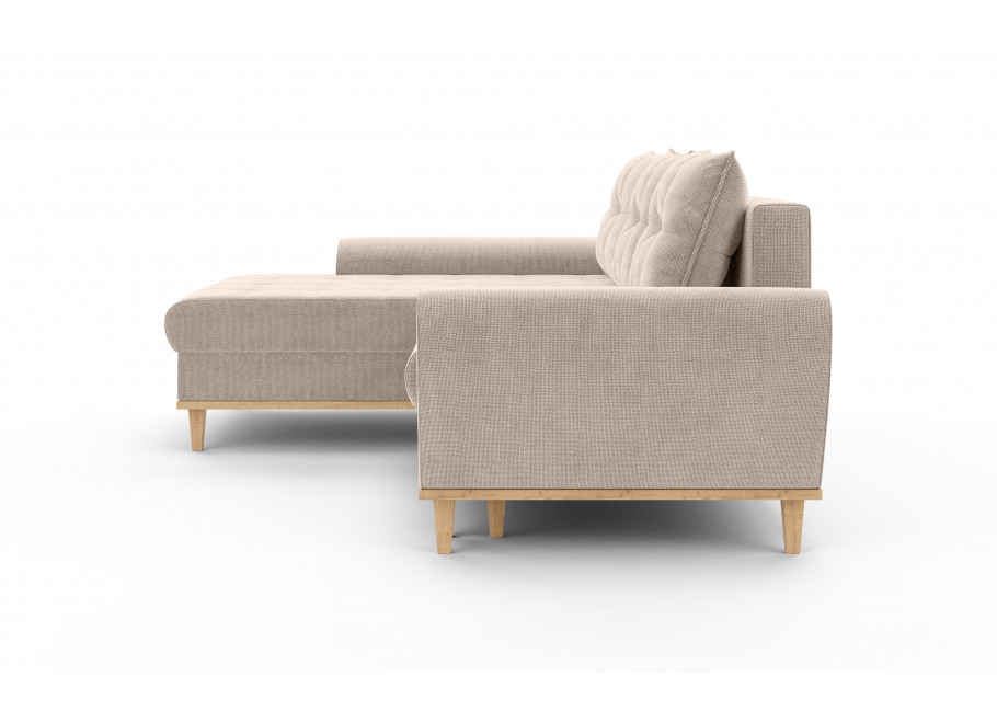 Narożnik L-kształtny na wysokich nóżkach beżowy GAMBO z funkcją spania 6