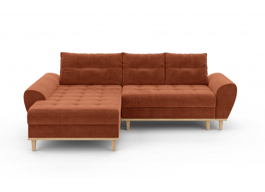 Narożnik z funkcją spania na wysokich drewnianych nóżkach GAMBO - Flow 09