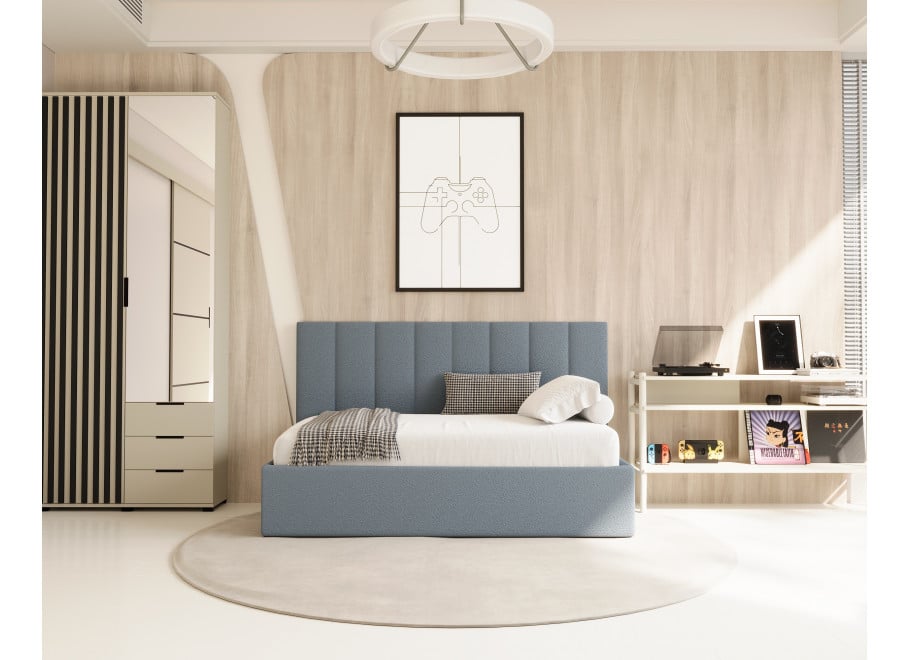 Łóżko młodzieżowe Dakota tapicerowane z pojemnikiem na pościel na wymiar - Lambi 16