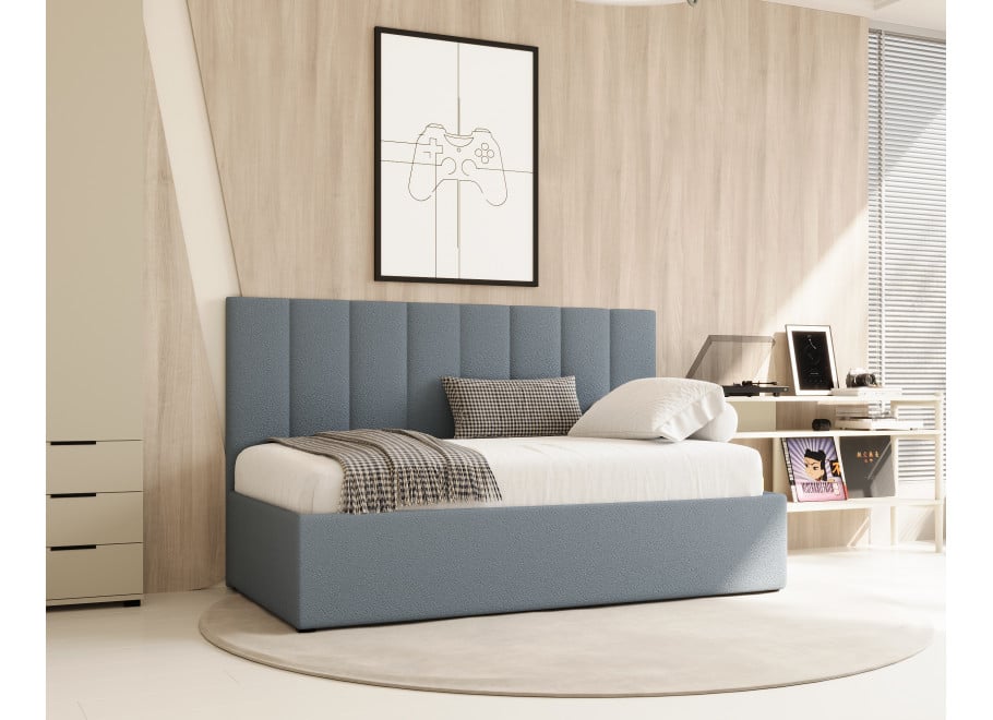 Łóżko młodzieżowe Dakota tapicerowane z pojemnikiem na pościel na wymiar - Lambi 16