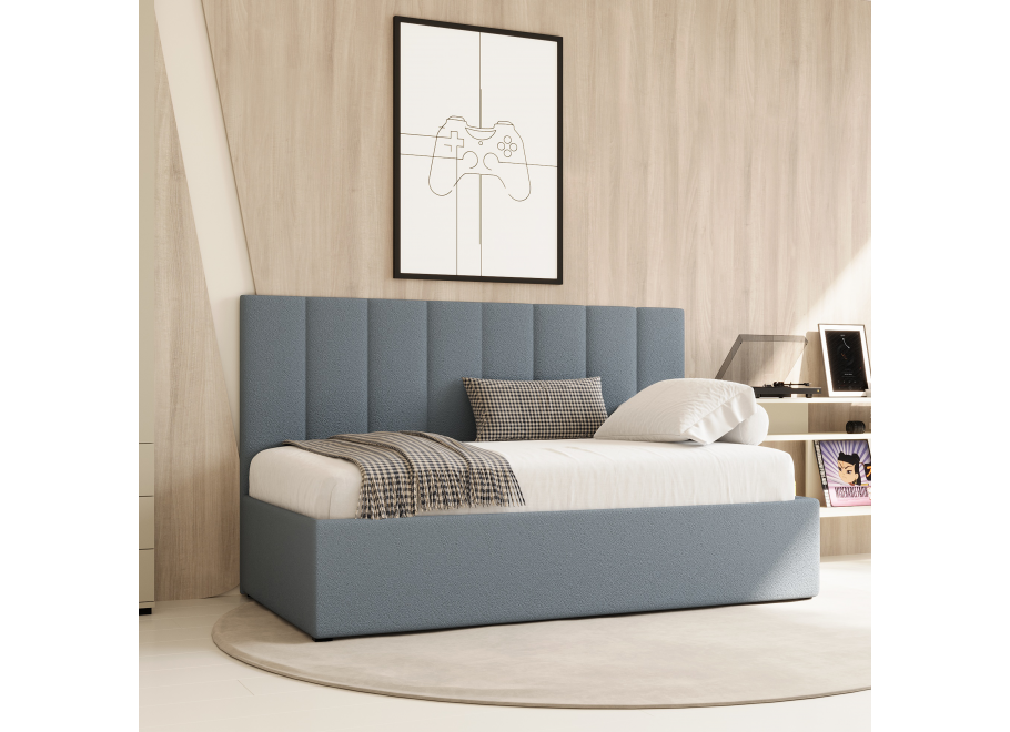 Łóżko młodzieżowe Dakota tapicerowane z pojemnikiem na pościel na wymiar - Lambi 16