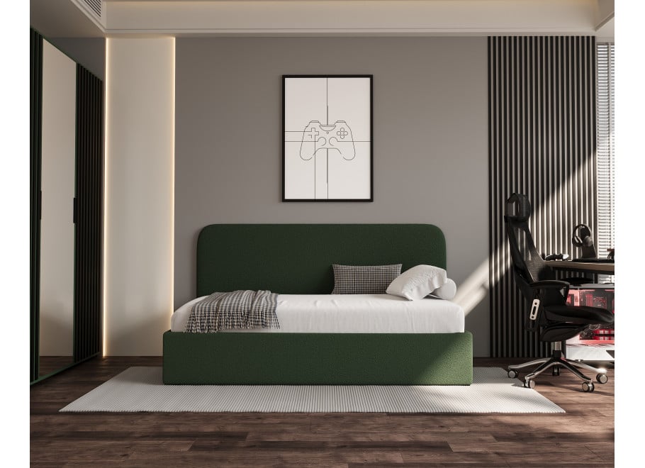 Łóżko młodzieżowe Montana jednoosobowe z pojemnikiem na pościel na wymiar - Lambi 15