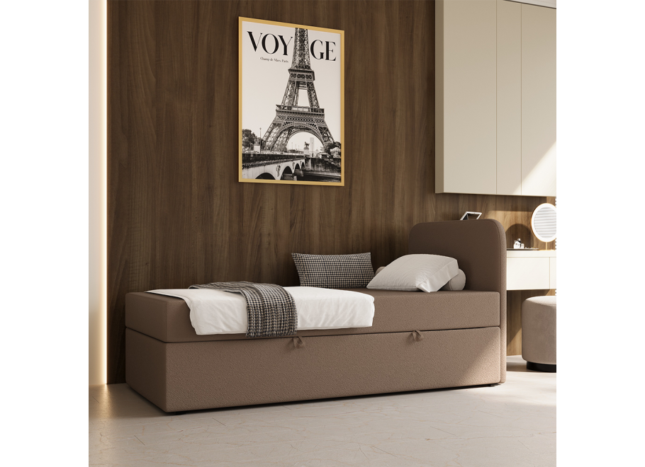 Łóżko Denver Comfort młodzieżowe z pojemnikiem na pościel na wymiar