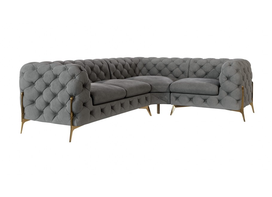 Narożnik czteroosobowy  pikowany glamour Chesterfield TEO HIGH 2+E+1 18