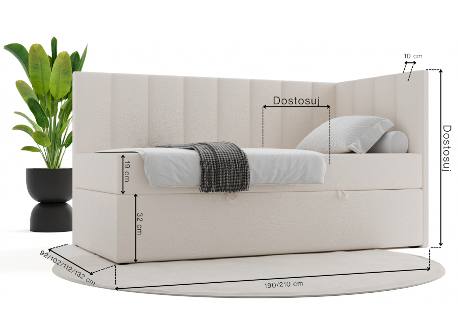 Łóżko Nevada Comfort młodzieżowe z pojemnikiem na pościel na wymiar 6