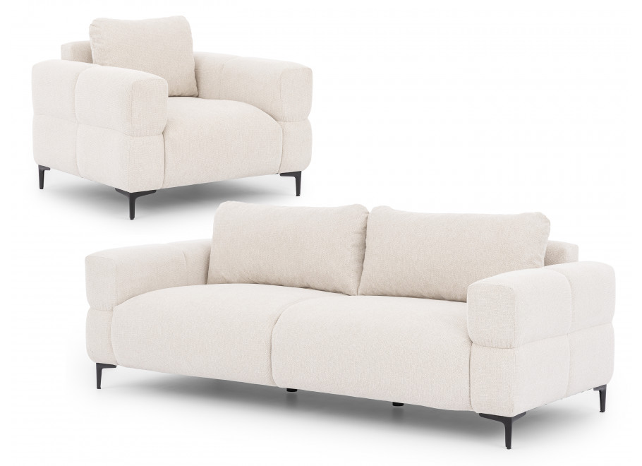 Przytulny Zestaw Wypoczynkowy 3+1 Valentia – Komplet Sof do Salonu - Aragon 01