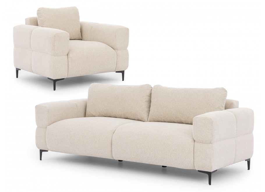 Przytulny Zestaw Wypoczynkowy 3+1 Valentia – Komplet Sof do Salonu - Aragon 03