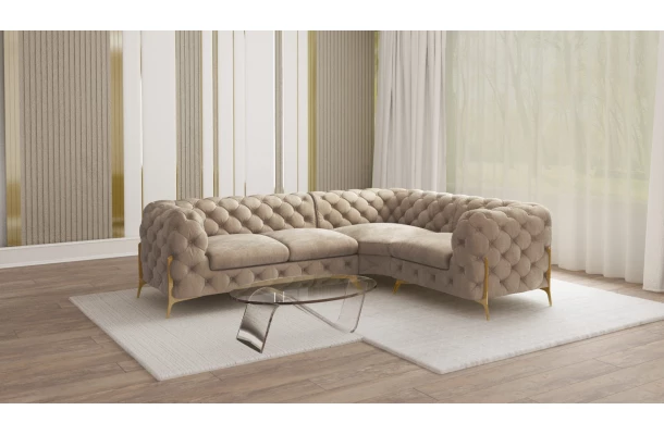Narożnik czteroosobowy pikowany glamour Chesterfield TEO HIGH 2+E+1 - bok Narożnik czteroosobowy pikowany glamour Chesterfield TEO HIGH 2+E+1 - bok