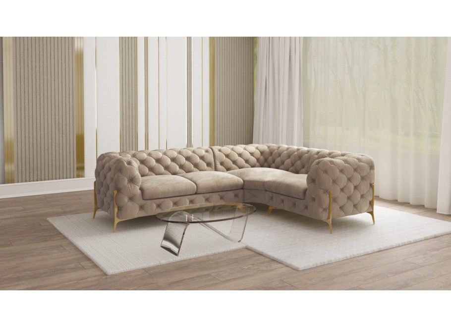 Narożnik czteroosobowy  pikowany glamour Chesterfield TEO HIGH 2+E+1 22