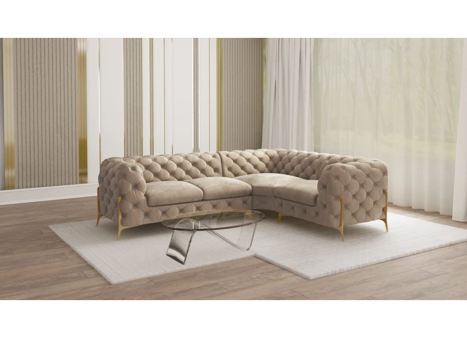 Narożnik czteroosobowy pikowany glamour Chesterfield TEO HIGH 2+E+1 Narożnik czteroosobowy pikowany glamour Chesterfield TEO HIGH 2+E+1