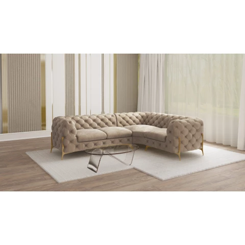Narożnik czteroosobowy  pikowany glamour Chesterfield TEO HIGH...