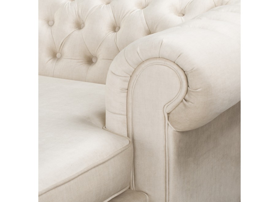 Narożnik pikowany z funkcją spania beżowy FINS rozkładany Chesterfield - Vogue 01