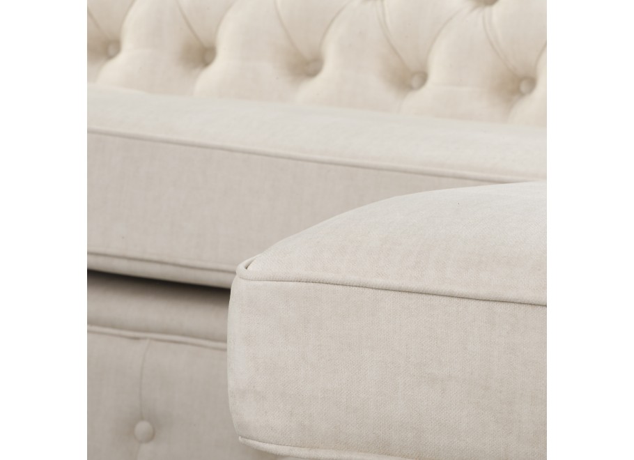 Narożnik pikowany z funkcją spania beżowy FINS rozkładany Chesterfield - Vogue 01