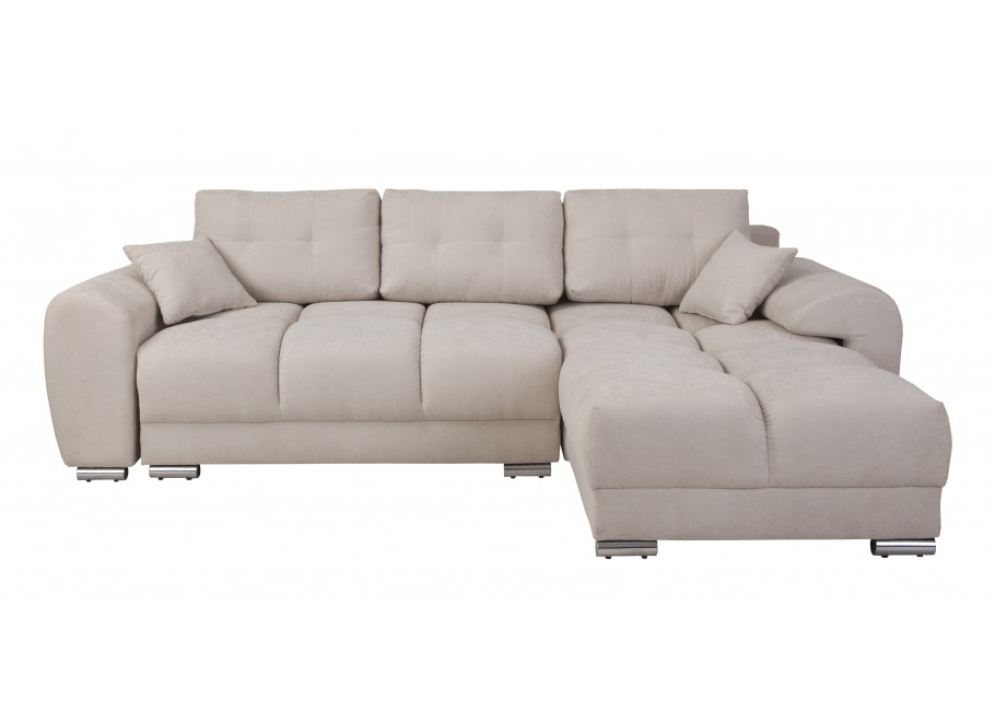 Narożnik do Salonu z funkcją spania i pojemnikiem ZEMO BIS - beżowy welur - Enjoy 01