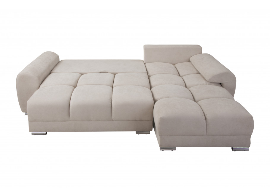 Narożnik do Salonu z funkcją spania i pojemnikiem ZEMO BIS - beżowy welur - Enjoy 01