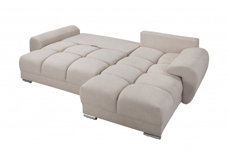 Narożnik do Salonu z funkcją spania i pojemnikiem ZEMO BIS - beżowy welur - Enjoy 01