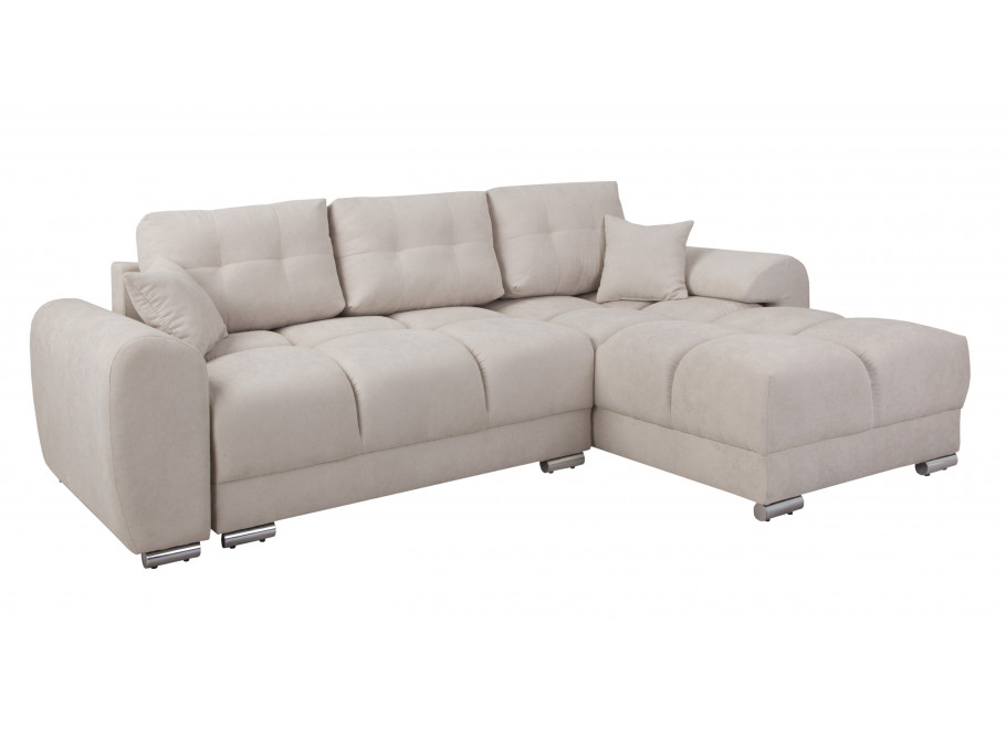 Narożnik do Salonu z funkcją spania i pojemnikiem ZEMO BIS - beżowy welur - Enjoy 01