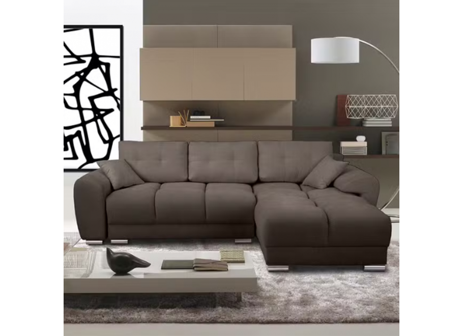 Narożnik rozkładany do salonu ZEMO BIS - ciemny brąz z funkcją spania - Enjoy 06