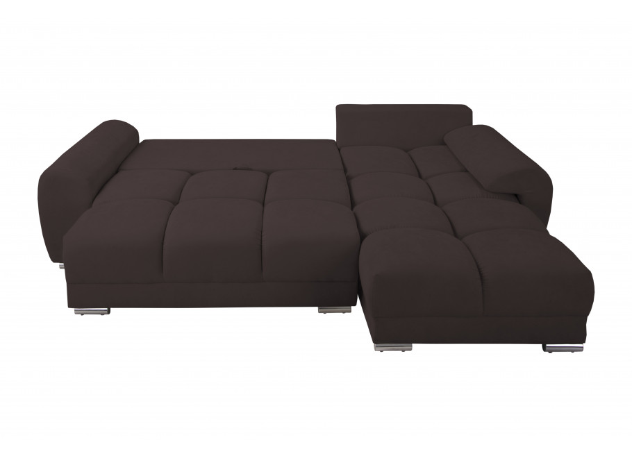 Narożnik rozkładany do salonu ZEMO BIS - ciemny brąz z funkcją spania - Enjoy 06