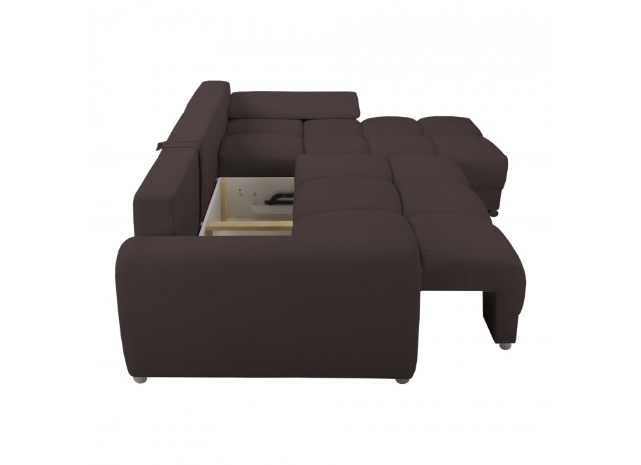 Narożnik rozkładany do salonu ZEMO BIS - ciemny brąz z funkcją spania - Enjoy 06