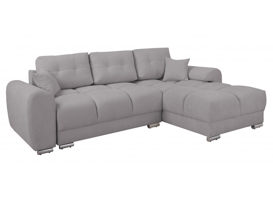 Narożnik do Salonu z funkcją spania i pojemnikiem ZEMO BIS - szary welur - Enjoy 21