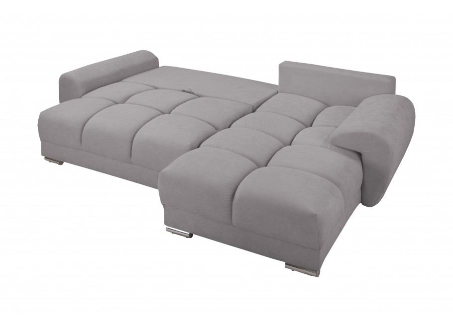 Narożnik do Salonu z funkcją spania i pojemnikiem ZEMO BIS - szary welur - Enjoy 21