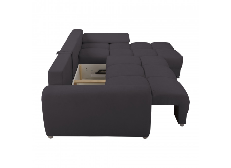 Narożnik do Salonu z funkcją spania i pojemnikiem ZEMO BIS - grafitowy - Enjoy 24