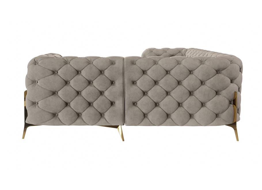 Narożnik szaro-beżowy TEO HIGH 2+E+1 pikowany Chesterfield glamour - Riviera 16