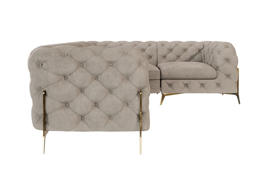 Narożnik szaro-beżowy TEO HIGH 2+E+1 pikowany Chesterfield glamour - Riviera 16