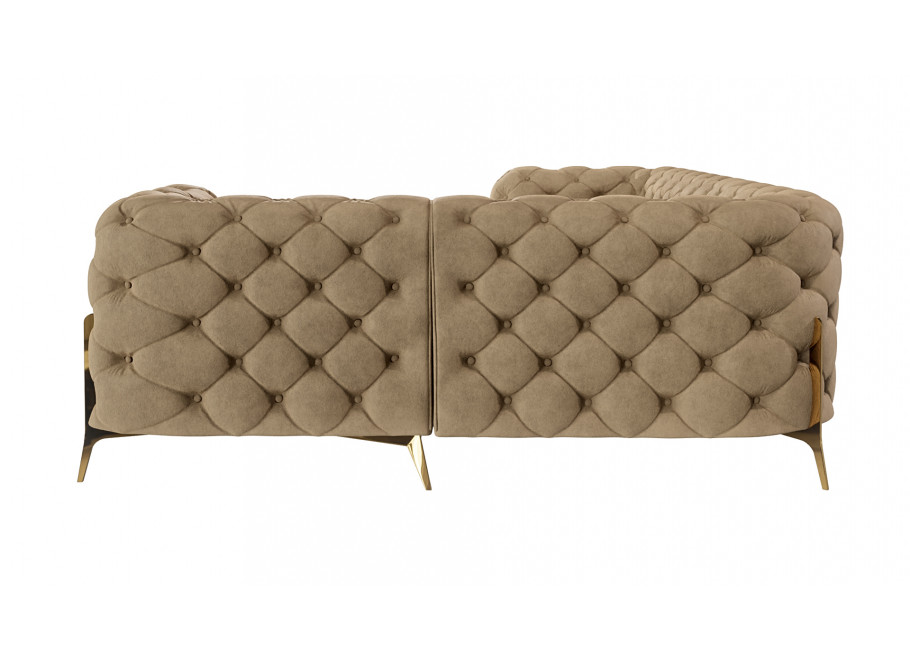 Beżowy narożnik TEO HIGH 2+E+1 Chesterfield pikowany na wysokich nóżkach - Riviera 24