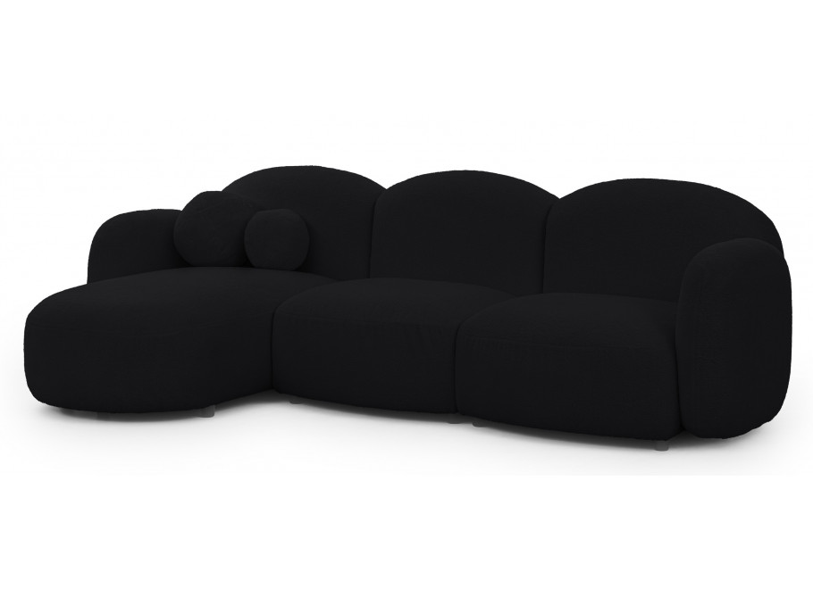Designerski czarny narożnik z ozdobnymi poduszkami Bloop - Quelle 100