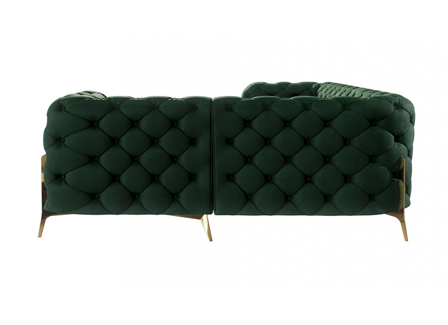 Pikowany narożnik glamour butelkowa zieleń TEO HIGH 2+E+1 Chesterfield - Riviera 38