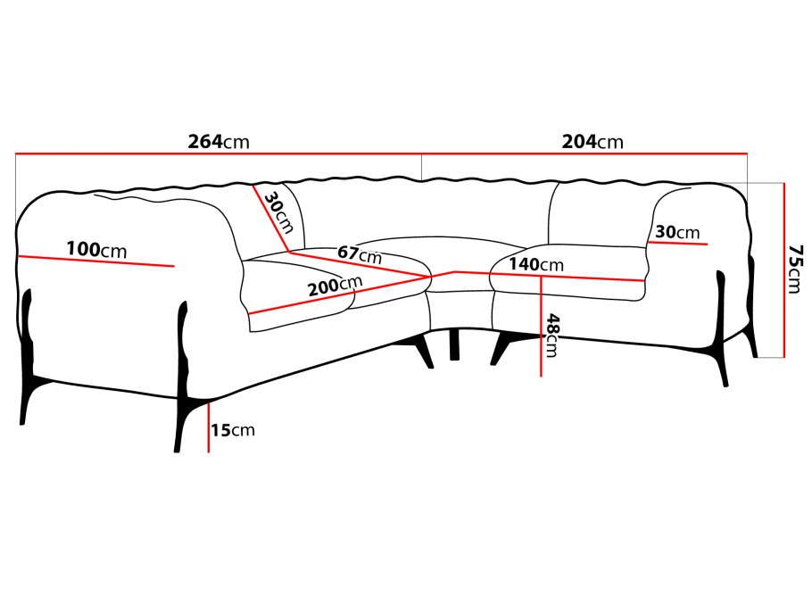 Granatowy narożnik na wysokich nóżkach TEO HIGH 2+E+1 Chesterfield 4