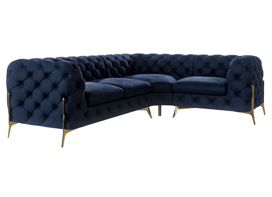 Granatowy narożnik na wysokich nóżkach TEO HIGH 2+E+1 Chesterfield - Riviera 81