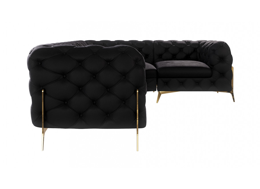 Narożnik czarny elegancki TEO HIGH 2+E+1 Chesterfield pikowany na wysokich nóżkach - Riviera 100