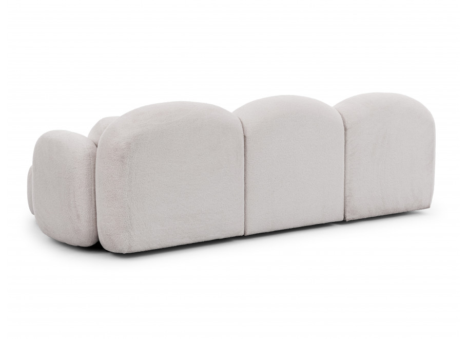 Beżowy narożnik w boucle z ozdobnymi poduszkami Bloop 5